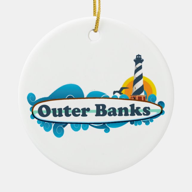 Outer Banks. Ceramic Tree Decoration (Front)