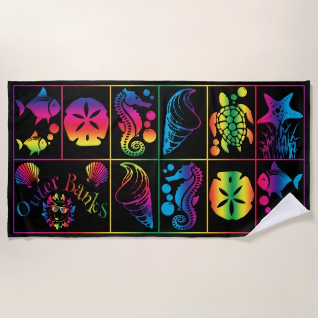 Outer Banks Colourful Beach Towel Design (Front)