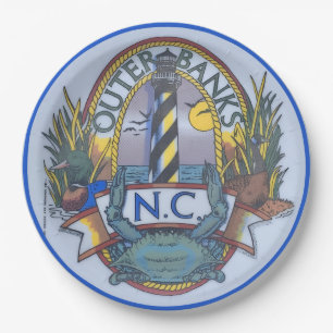 Outer Banks Crab & Lighthouse Paper Plates