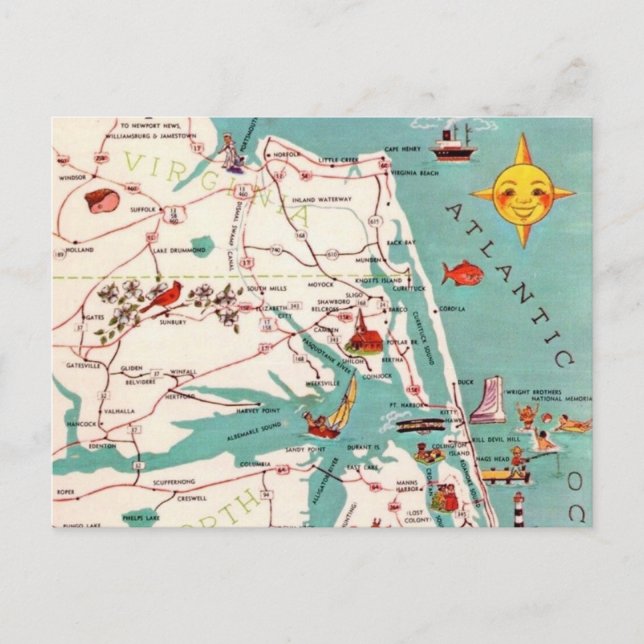 Outer Banks Kitty Hawk Postcard (Front)