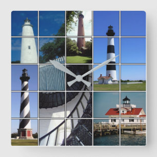 Outer Banks Lighthouses Magnet Square Wall Clock