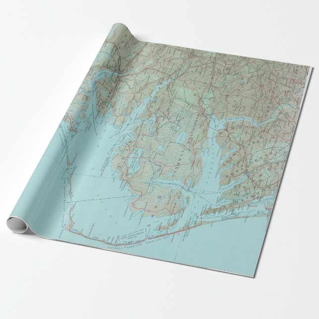 Outer Banks NC Map (1993)  Wrapping Paper (Unrolled)
