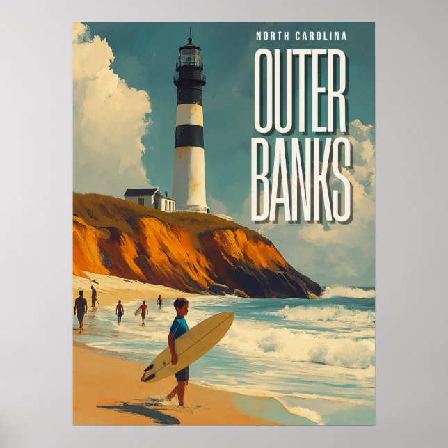 Outer Banks NC Vintage Travel  Poster (Front)
