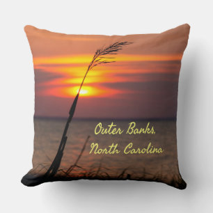 Outer Banks North Carolina Beach Sunset Orange Sky Cushion