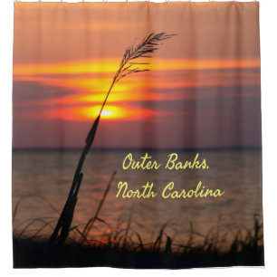 Outer Banks North Carolina Beach Sunset Orange Sky Shower Curtain