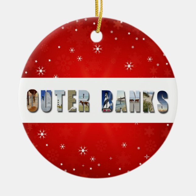 Outer Banks North Carolina Photo Christmas Ceramic Ornament (Front)
