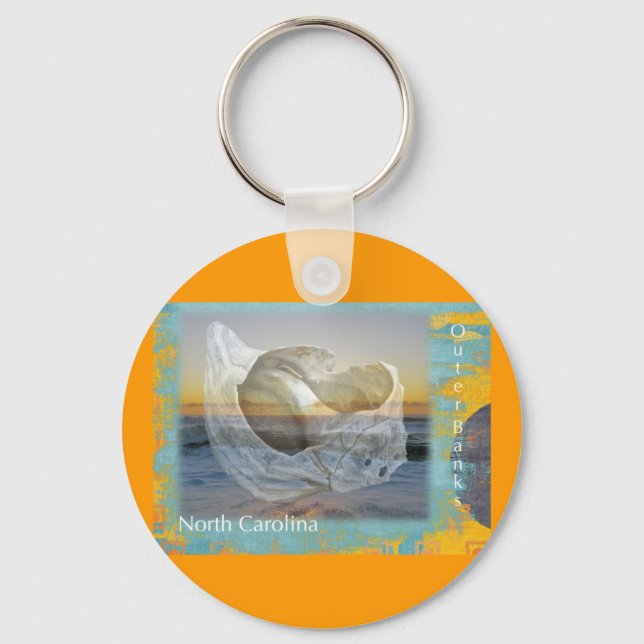 Outer Banks North Carolina Seashell & Surf Key Ring (Front)