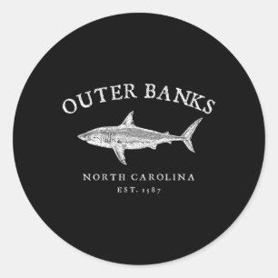 Outer Banks North Carolina Shark Obx Travel Classic Round Sticker