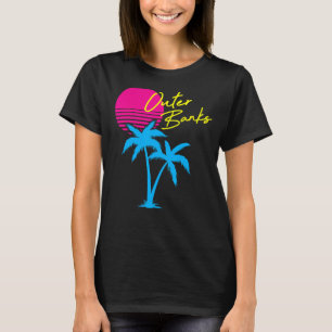 Outer Banks OBX North Carolina Retro Sunset Palm T T-Shirt
