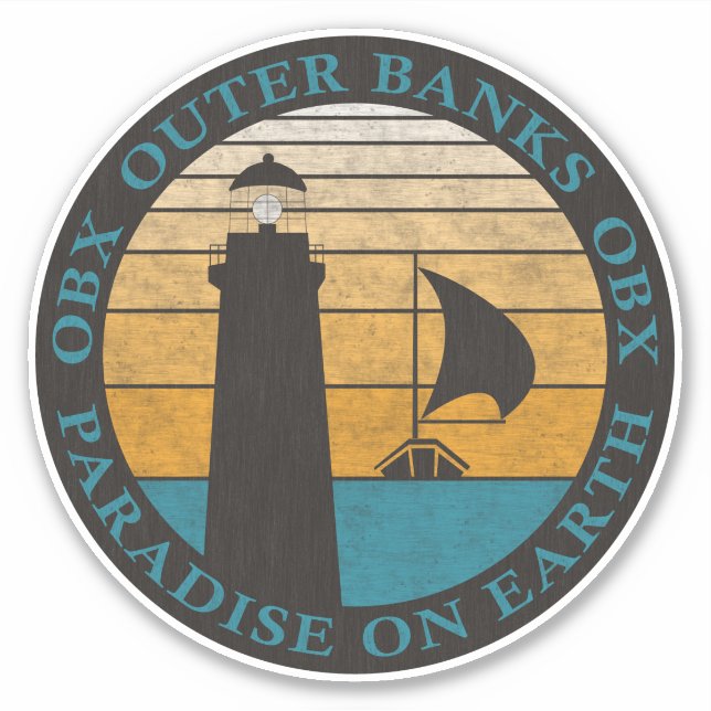Outer Banks OBX Sunset Black Aqua Vintage (Front)