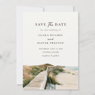 Outer Banks Sea Oats Sand Dune Shoreline Wedding  Save The Date