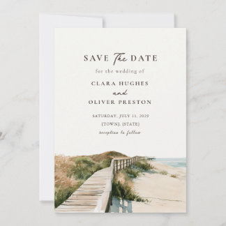 Outer Banks Sea Oats Sand Dune Shoreline Wedding  Save The Date