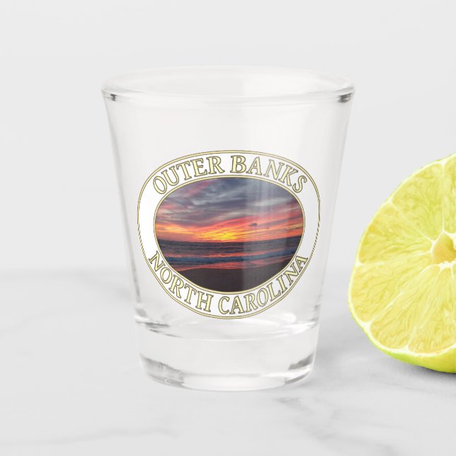 Outer Banks Sunrise in Kitty Hawk, North Carolina Shot Glass (Front)