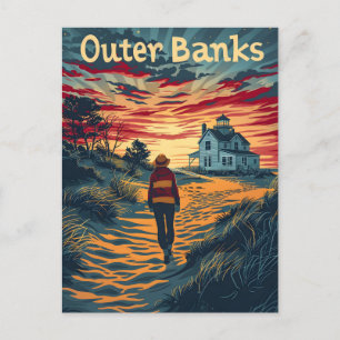 Outer Banks Sunset Travel Ad Postcard