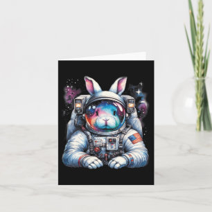 Outer Bunny Easter Day Rabbit Usa Fun Space Card