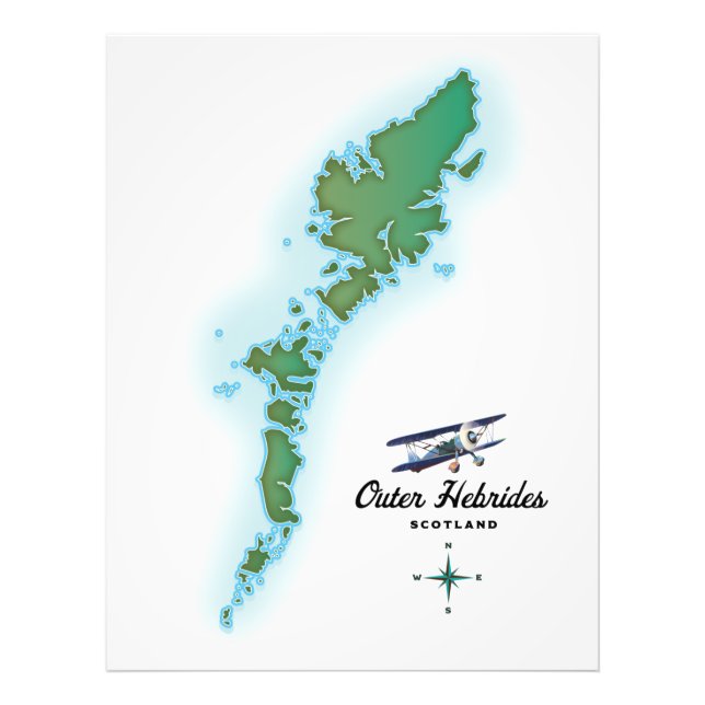 Outer Hebrides Scotland map Photo Print (Front)