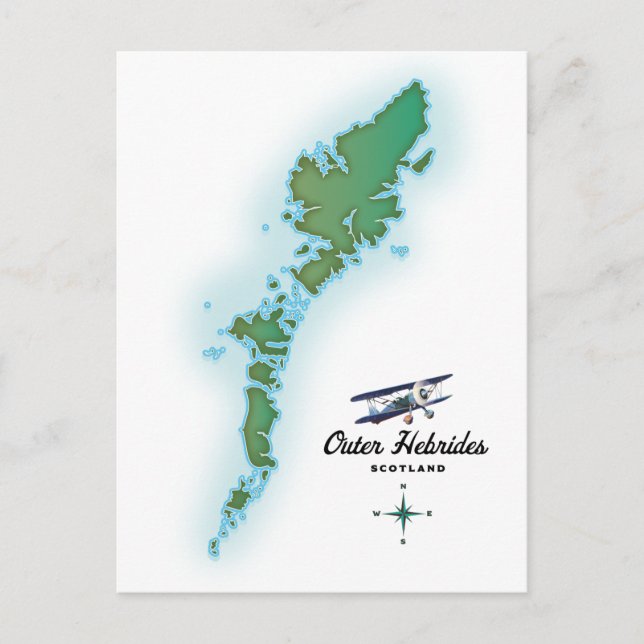 Outer Hebrides Scotland map Postcard (Front)