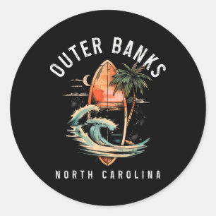 Outer Nks North Carolina Surf Vintage Surf Surfer Classic Round Sticker