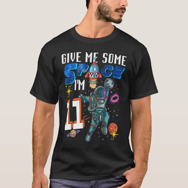 Outer Space 11 Year Old 11th Bithday Space Ship Pl T-Shirt (Front)