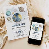 Outer Space 1st Birthday Galaxy Moon Stars Planets