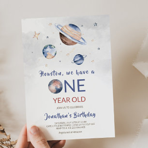 Outer Space 1st Birthday Invitation