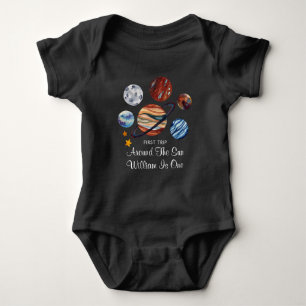 Outer Space 1st Trip Personalised Birthday Baby Bodysuit
