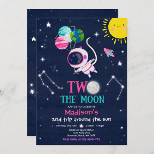 Outer Space 2nd Birthday Party Astronaut Rocket Invitation