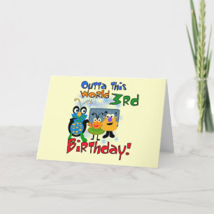 Outer Space 3rd Birthday Tshirts and Gifts Card