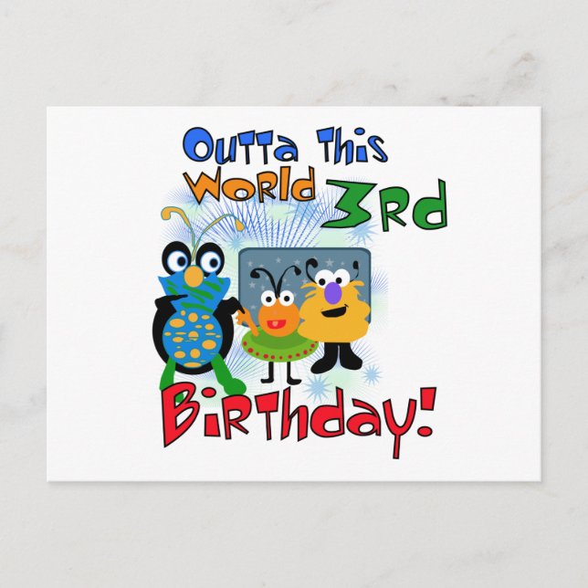 Outer Space 3rd Birthday Tshirts and Gifts Postcard (Front)