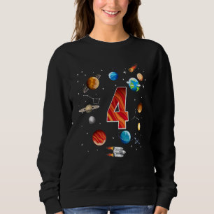 Outer Space 4 Years Old 4th Birthday Boys Planets Sweatshirt