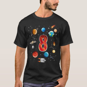 Outer Space 8 Years Old 8th Birthday Boys Planets T-Shirt