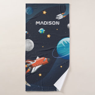 Outer Space Activity in the Galaxy Personalised Bath Towel