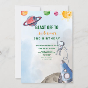 Outer Space Adventure Birthday Invitation