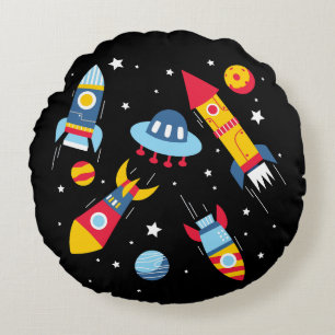 Outer Space Adventure Round Cushion