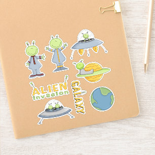 Outer Space Alien Invasion Stickers