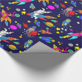 outer space alien rocket rodeo wrapping paper (Corner)