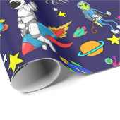 outer space alien rocket rodeo wrapping paper (Roll Corner)