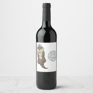 Outer Space Animal  Otter Astronaut Pun  Otter Spa Wine Label