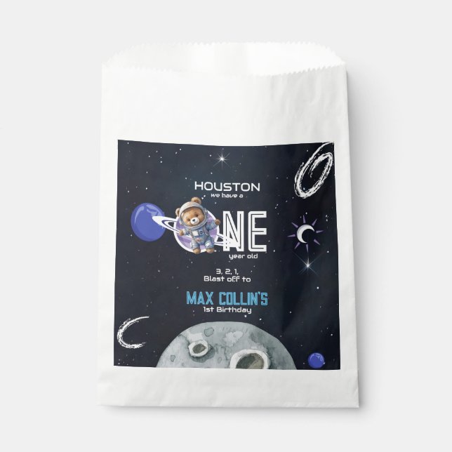 Outer Space Astronaut 1st Birthday Favour Bag (Front)
