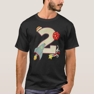 Outer Space Astronaut 2nd Birthday Boy 2 Year Old T-Shirt