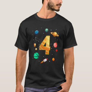 Outer Space Astronaut 4th Birthday Boy 4 Year Old T-Shirt