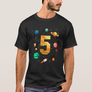 Outer Space Astronaut 5th Birthday Boy 5 Year Old  T-Shirt