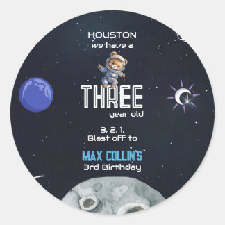 Outer Space Astronaut Any Age Birthday Classic Round Sticker
