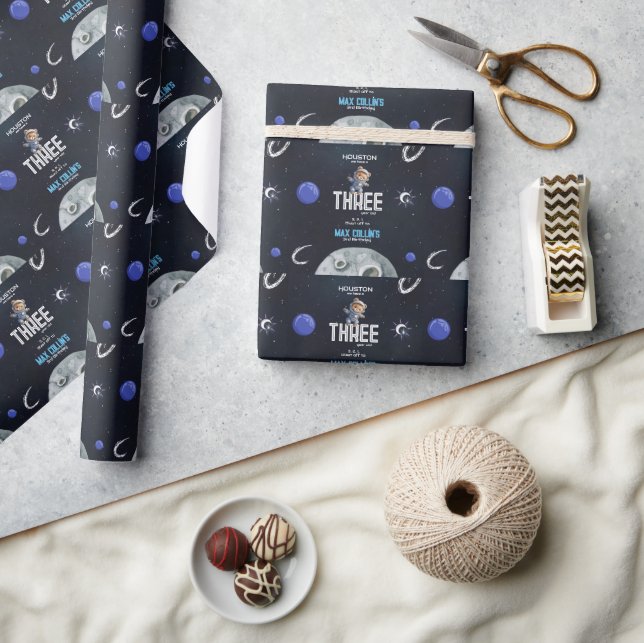 Outer Space Astronaut Any Age Birthday Wrapping Paper (Crafts)