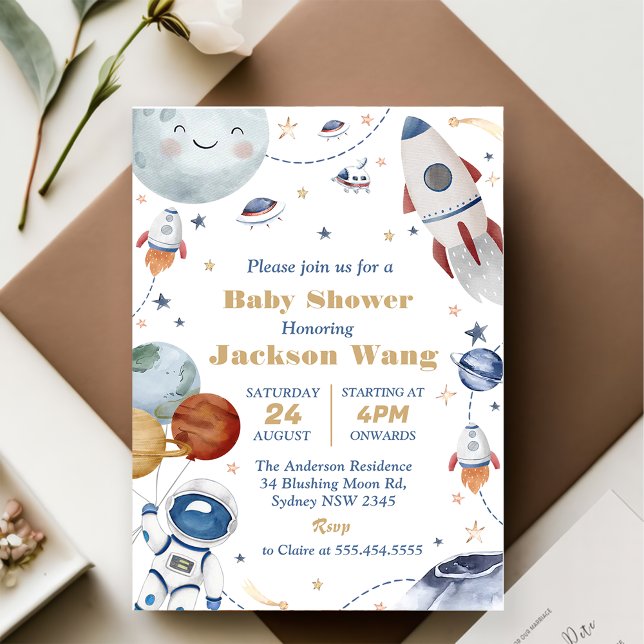 Outer Space Astronaut Baby Shower Party  Invitation (Creator Uploaded)
