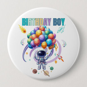 Outer Space Astronaut Birthday Boy 10 Cm Round Badge