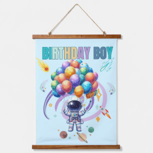 Outer Space Astronaut Birthday Boy Hanging Tapestry