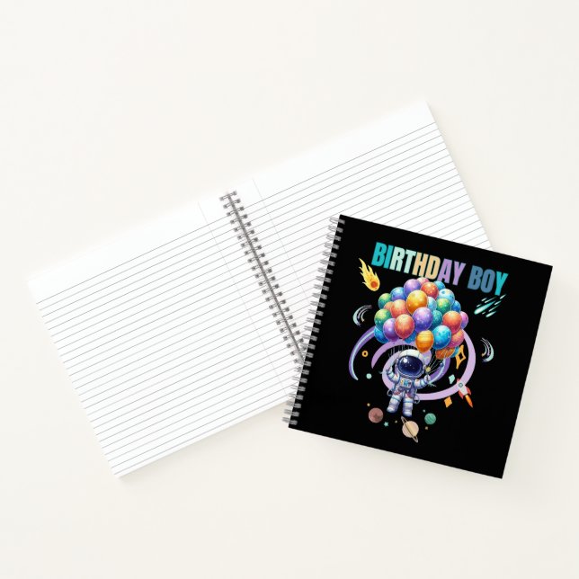 Outer Space Astronaut Birthday Boy  Notebook (Inside)