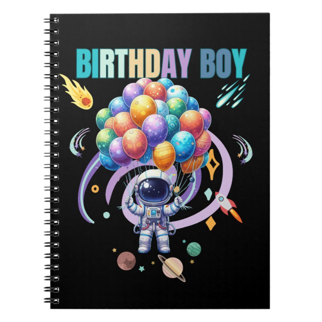 Outer Space Astronaut Birthday Boy  Notebook (Front)