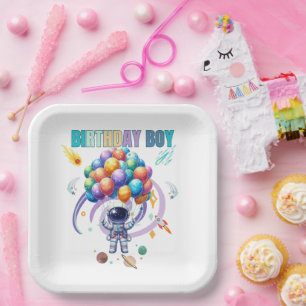 Outer Space Astronaut Birthday Boy Paper Plate